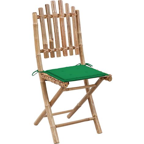 Sedie da Giardino Pieghevoli 2 pz Sedute da esterno con Cuscini in Bambù (1/3)