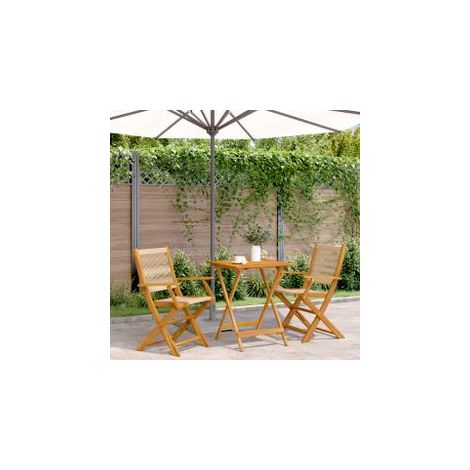 Ensemble de bistro 3 pcs beige polypropylène et bois massif (1/5)