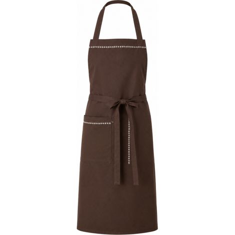 Tablier de cuisine en coton brodé – Collection Zoé – Rouge, Chocolat ou Kaki - 65x90cm - Chocolat