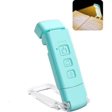 Lampe de lecture, 3 modes de couleur et niveaux de luminosité réglables, rechargeable par USB, autonomie de 80 heures (bleu) (1/5)