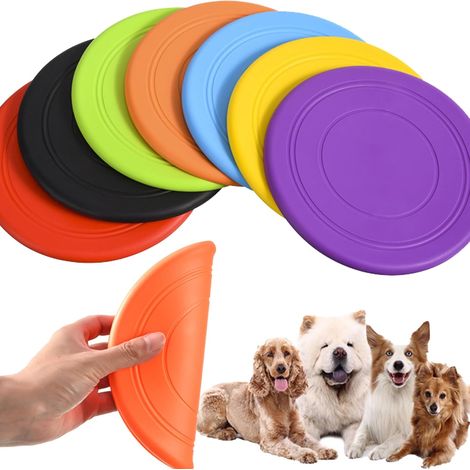 Lot de 7 disques volants pour chien, frisbee pour animaux de compagnie, frisbees pour chiens, soucoupe volante flottante en caoutchouc naturel (1/5)