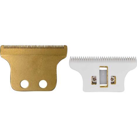 Ensemble de Lames de Rechange Double T Wide 2215 pour 8081, 1 Lame Fixe en acier au Carbone avec 1 Lame Mobile en Céramique, compatible avec le Tondeuse 5 Star Detailer(Or) (1/2)