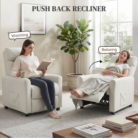 Fauteuil relax télé inclinable avec coussin à ressorts ensachés pour salon (1/5)