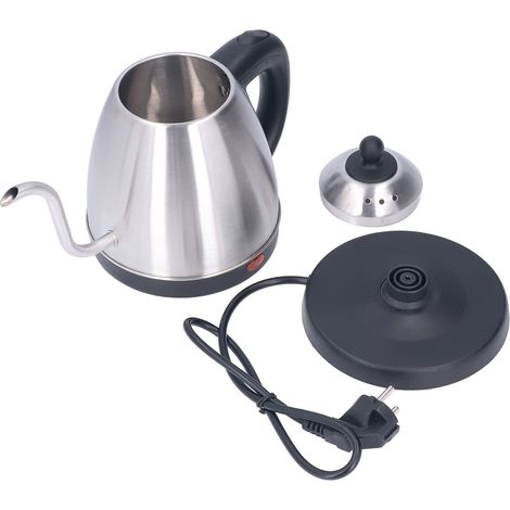 Bouilloire à col de cygne 1,2L en inox, verseuse à café pour infusion, cafetière manuelle 220V avec prise européenne (1/5)