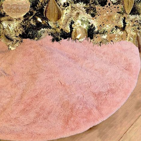 Jupe Pour Arbre De Noël - Fourrure Synthétique Rose - Diamètre 120 Cm - Décoration Intérieure Et Extérieure - 1 Pièce (1/5)