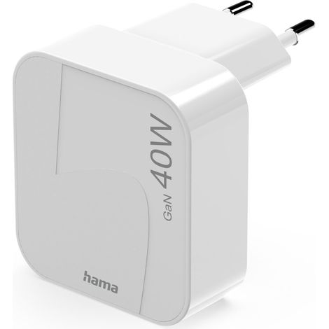 HAMA CUBO CARICABATTERIE UNIVERSALE PIEGHEVOLE PER TELEFONO GaN 40W 2x US 1 pz. (1/5)
