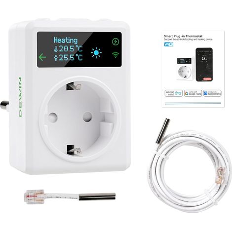 Thermostat de Prise Wi-FI Intelligent avec régulateur de température pour Le Chauffage et Le Refroidissement, Compatible avec GoogleHome (1/5)