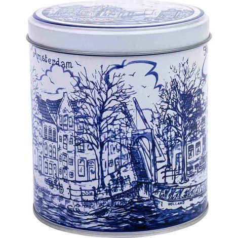 Bote de metal azul y blanco D10x11,5h cm (1/5)