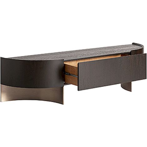 Meuble tv art déco en chêne teinté finition marron élégant - Chêne marron teinté foncé (1/3)