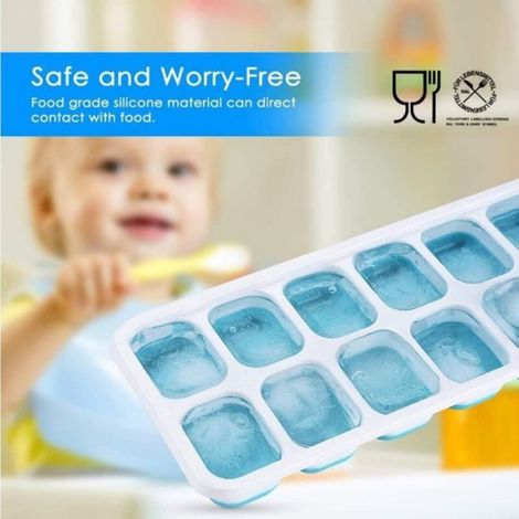 Bac À Glaçons - Silicone Alimentaire - Avec Couvercle Anti-éclaboussures - Lot De 2 (1/4)