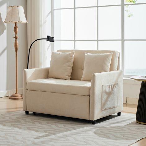 Canapé convertible en tissu minimaliste et moderne, sofa-lit multifonctionnel et transformable – confortable pour séjour, bureau et studio, petit meuble pliable à une place pour sieste. (1/5)