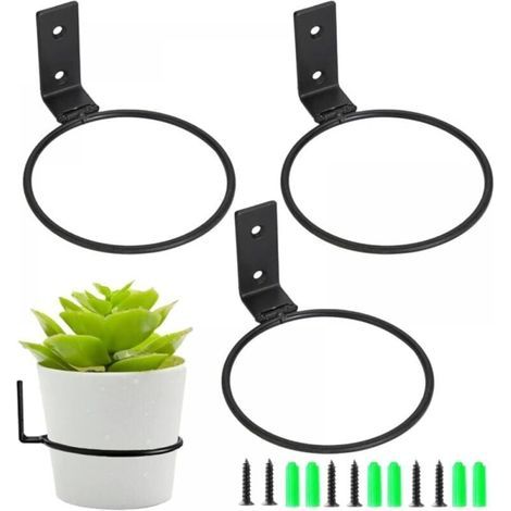 (3 Pièces) Anneau de Support de Pot de Fleur Mural 15,2 cm Fixation Murale Pot de Fleurs en Métal Porte Pot de Fleur Anneau Pot avec Vis pour Interieur Extérieur Terrasse Balcon Jardin (1/5)