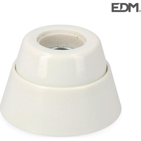 Casquillo E27 de pared recto de porcelana, embalaje Edm