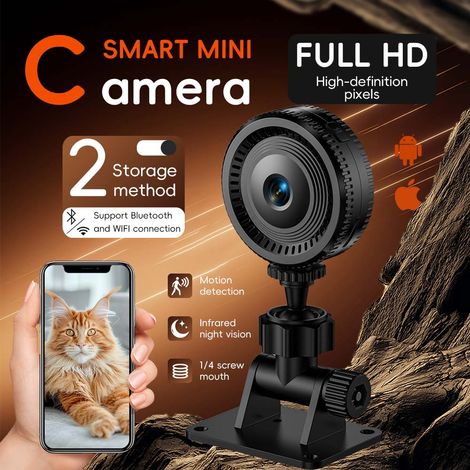 Mini caméra de surveillance WiFi C8, vision nocturne infrarouge HD 1080P, détection de mouvement, support filetage 1/4" pour intérieur et extérieur (1/5)