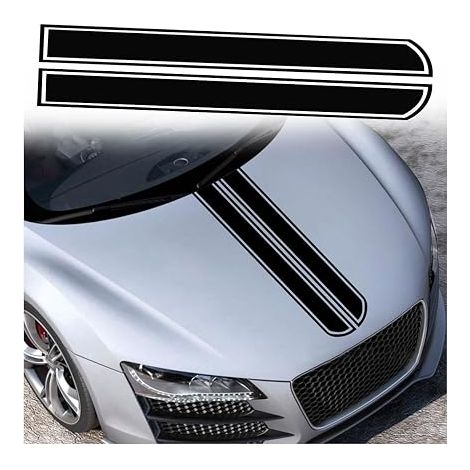 Autocollant De Bande De Capot De Voiture, Decal Décoration Universels Auto Racing, Autocollants Capot étanche Bande Coffre, Decal Décoration Pour Voitures Véhicules(Noir) (1/4)