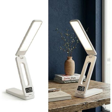 Lampe bureau LED horloge bitête enfichable (1/4)