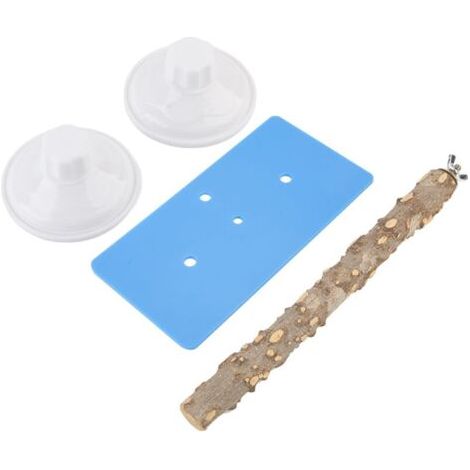 Support mural en plastique pour oiseaux avec ventouse pour prendre une douche (bois de Fagara)