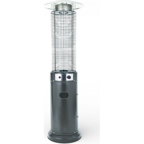 Stufa a gas gpl patio glass grigio 13Kw con tubo in vetro e accensione ad impulso H210 cm (1/5)
