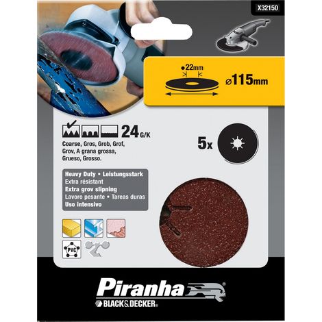 BLACK&DECKER - PIRANHA - 5 DISCHI ROTONDI IN FIBRA PER SMERIGLIATRICE ANGOLARE (1/2)