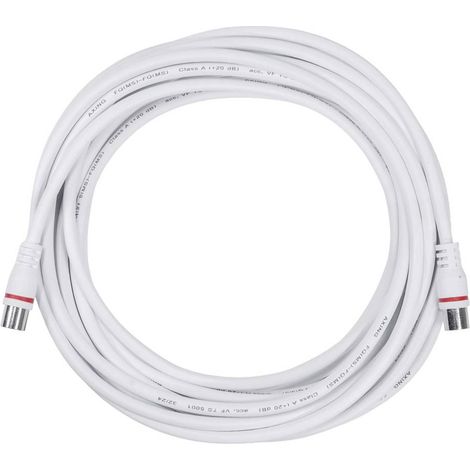 Axing Antenna, SAT Cavo [1x Spina quick a F - 1x Spina quick a F] 6 m 100 dB Con guaina antipiega Bianco (1/2)
