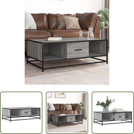 Couchtisch -  Couchtisch Grau Sonoma 100x57x35 cm Holzwerkstoff und Metall (1/5)