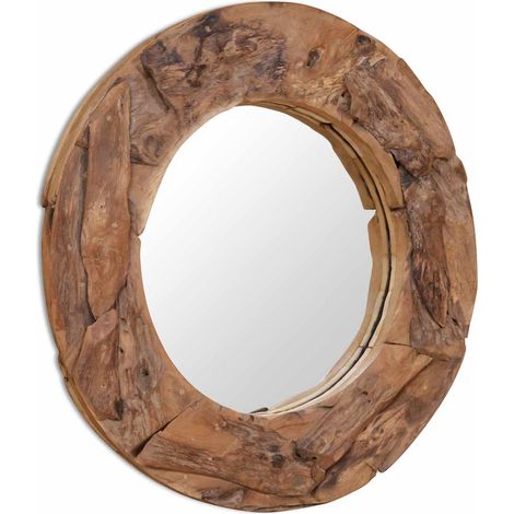 Maison Exclusive - Dekorativer Spiegel Teak 80 cm Rund