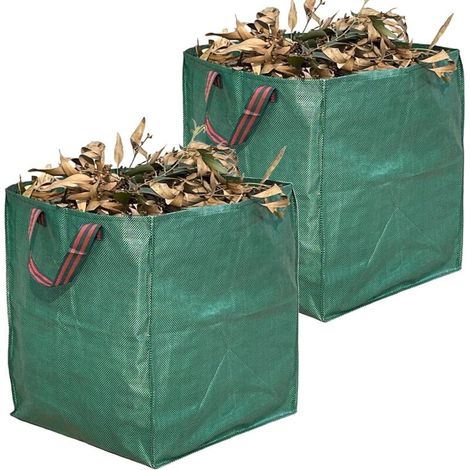 SABIR Lot de 2 sacs à déchets de jardin - Sacs à feuilles - Sacs de jardin robustes et réutilisables 505050cm (1/5)