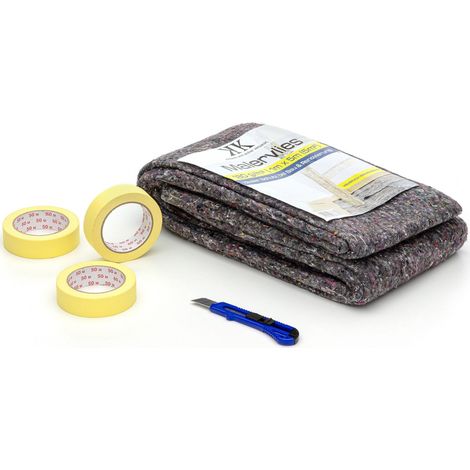 KK Verpackungen® Set Malervlies 5m Kreppband 30mm x 50m Cuttermesser 18mm (1/5)