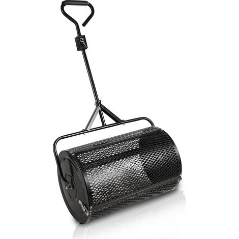 Wolketon Düngerstreuer 75 l, 60 × 40 cm – Handstreuer für Rasen und Garten Schwarz
