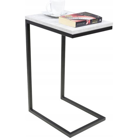 Mesa auxiliar fabricada con perfiles de Hormigón Negro Claro (1/4)