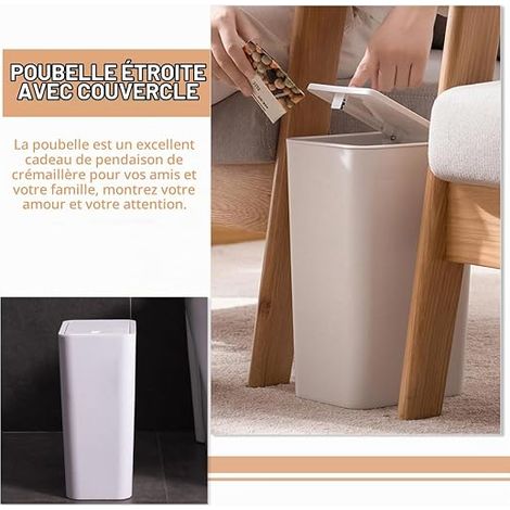 White Plastic Waste Bin with Pressure Lid 33 cm (1/4)