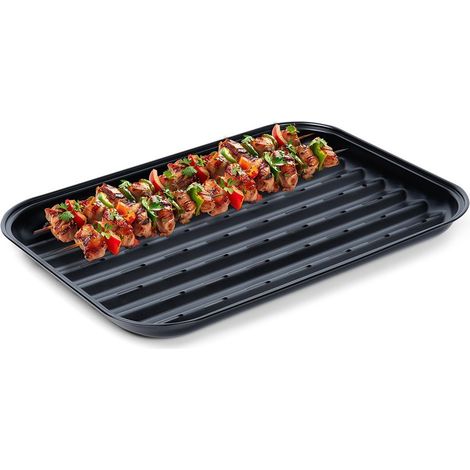 Lochblech-Grillplatte aus Stahl für Gemüse und Fleisch, schwarz, 34