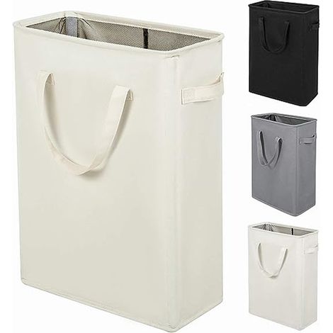 CCYKXA 45-l-Wäschekörbe mit Griffen, schmaler Wäschekorb mit faltbarem Wäschesammler, großer Korb für schmutzige Kleidung für Schlafzimmer, Wohnzimmer, Kinderzimmer, Badezimmer und Reisen