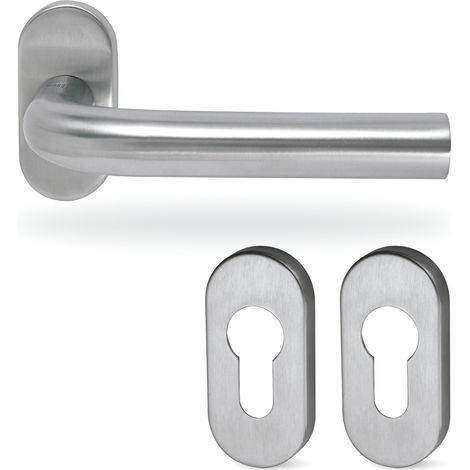 Juego Roseta Oval Con Muelle Modelo Hera Inox Con Boca (1/3)