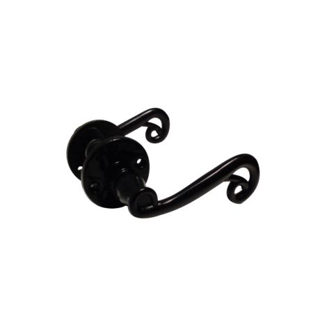 Quincadeco – Poignée de porte d'entrée à cylindre Mazarine noir – Aluminium et zamak – Finition époxy – Rosace ronde – Carré 7mm pour portes 38-44mm