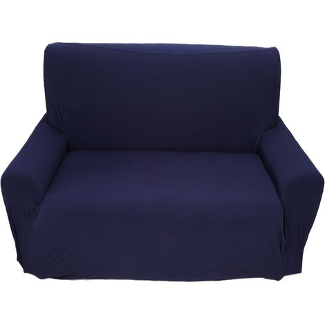 Housse de Canapé 2 Places Extensible Anti-taches Polyester Élastique Protection Meuble Bleu Foncé 145-185cm (1/3)