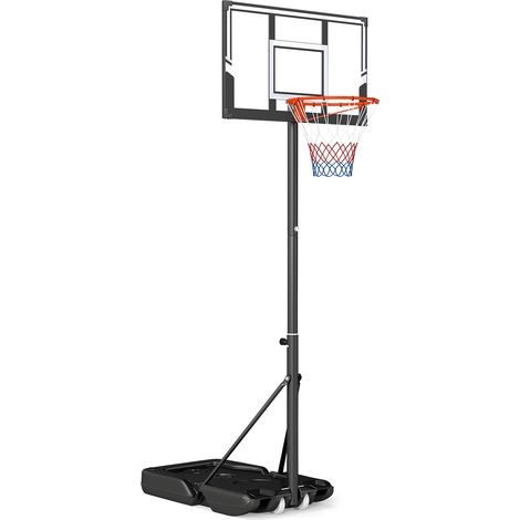 Panier de basket portable réglable sur 18 niveaux avec base lestable, roues et panneau PC résistant pour jardin, cour, et intérieur (1/2)