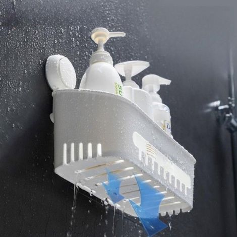 Etagère de douche & porte-savon & porte-brosse à dents avec ventouse (1/5)