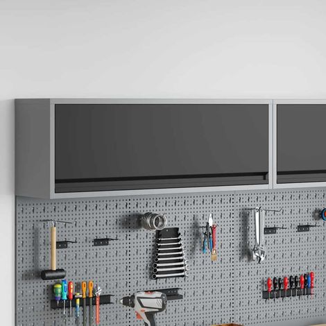 Werkzeugschrank mit Speicher Schwarz und Grau 100 x 25 x 35 cm