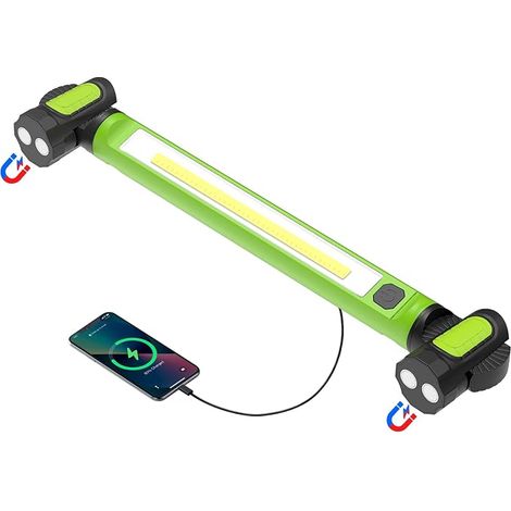 Lámpara de trabajo para mecánicos, 3000 lm, 5200 mAh, lámparas de trabajo magnéticas, barra de luz LED recargable, lámparas de trabajo inalámbricas portátiles con ganchos para inspección. (1/5)