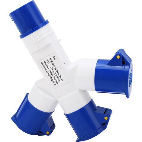 Multifunktionale Industriesteckdose, 1 Eingang, 3 Ausgänge, 3-adrig, Schutzart IP44 (wasserdicht), 16 A, 220–250 V (1/5)