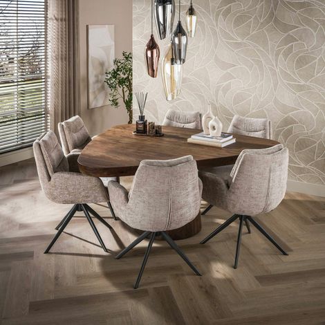 Table à manger bois foncé forme triangulaire organique 165 cm MYSORE (1/5)