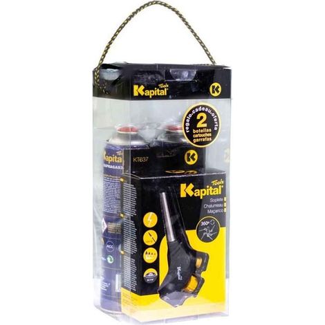 Kit Soplete KT637 Encendido Piezoeléctrico + 2 Botellas Multigas KAPITAL KT637P (1/3)