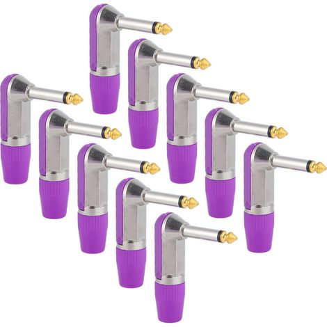 10 connecteurs audio XLR coudés 6,35 mm violets, adaptateurs casque professionnels durables et résistants à la corrosion (1/5)
