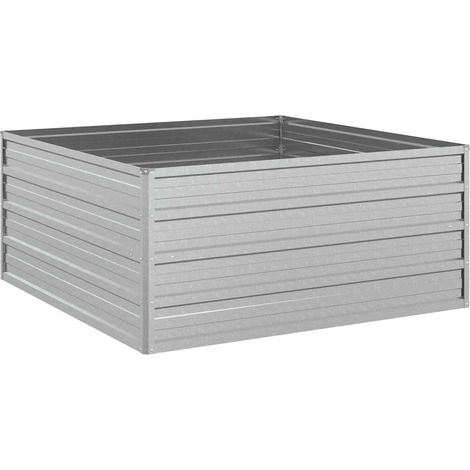 Garden Raised Bed 100x100x45 cm Galvanized Steel Silver vidaXL