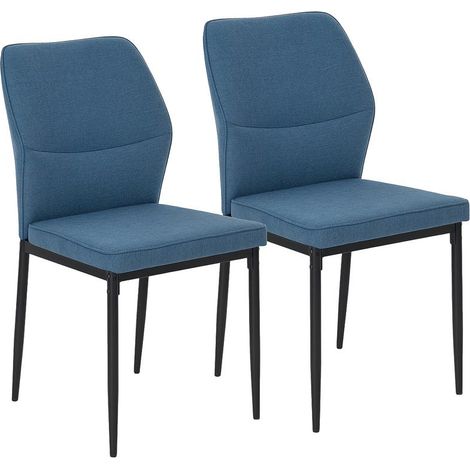 Lot de 2 chaises bleues en velours synthétique avec dossier incurvé et acier, 45x57x86 cm, style tendance salle à manger (1/4)