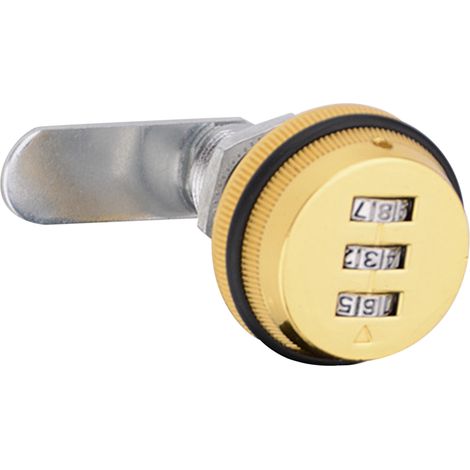 Ortviai Serrure à came à combinaison 3 chiffres antichoc zinc doré pour armoire/boîte aux lettres 30mm