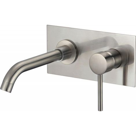 Grifo lavabo empotrado monomando CARLOW acero cepillado