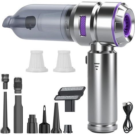 Aspirateur à Main sans Fil 22000Pa, 3 Vitesses Réglables avec Moteur sans Balai, Mini Aspirateur Rechargeable pour Voiture Maison Bureau, Idéal Poils d'animaux
