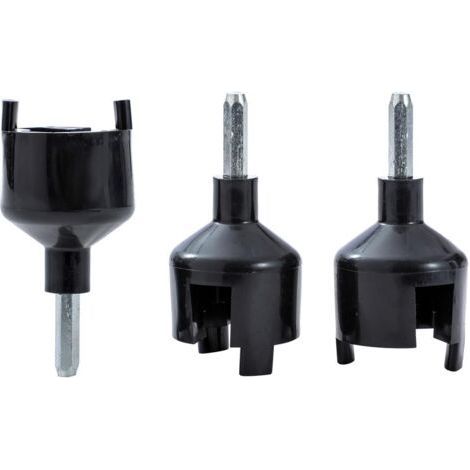 Lot de 3 mandrins de perceuse pour clôture électrique pour isolateurs. anneau à visser. poteau en bois. isolateurs à anneau de clôture. vis (1/4)